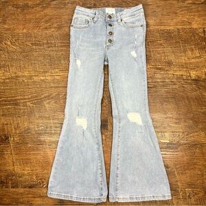 Jessica Simpson Girls Lulu Ultra Flare Jeans Light Wash Distressed Size 10